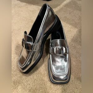 Rag and Bone Maxwell 7.5 metallic silver loafers